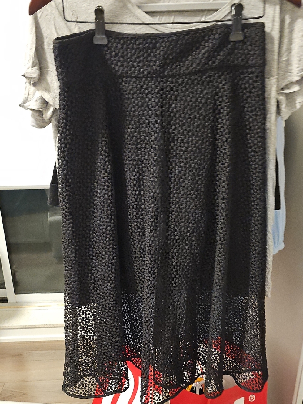 Club Monaco Black Crochet Midi Skirt